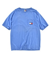 【USED】90's TOMMY HILFIGER ワンポイントロゴ ポケット付き Tシャツ USA製