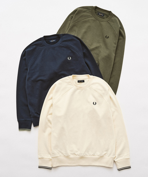 417 EDIFICE（フォーワンセブンエディフィス）の「FRED PERRY / フレッドペリー TIPPED CREWNECK SWEATSHIRT（スウェット・メンズ・ネイビー/カーキ/アイボリー・MEDIUM/LARGE）」の4枚目の写真