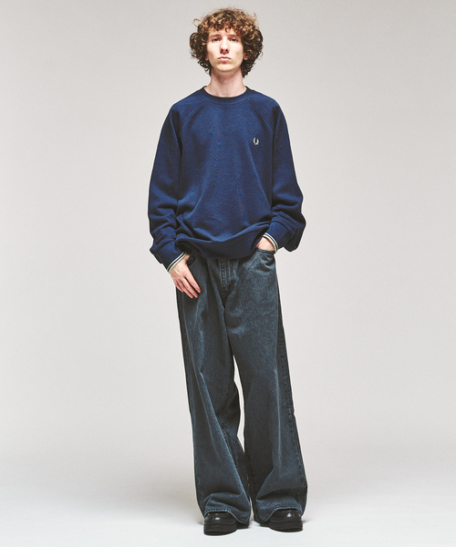 417 EDIFICE（フォーワンセブンエディフィス）の「FRED PERRY / フレッドペリー TIPPED CREWNECK SWEATSHIRT（スウェット・メンズ・ネイビー/カーキ/アイボリー・MEDIUM/LARGE）」の9枚目の写真