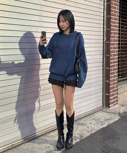 mydeepbluememories(マイディープブルーメモリーズ)の「(NT) MM SYMBOL LOGO KNIT (NAVY)(ニット/セーター・レディース・ネイビー・ONE SIZE)」の2枚目の写真