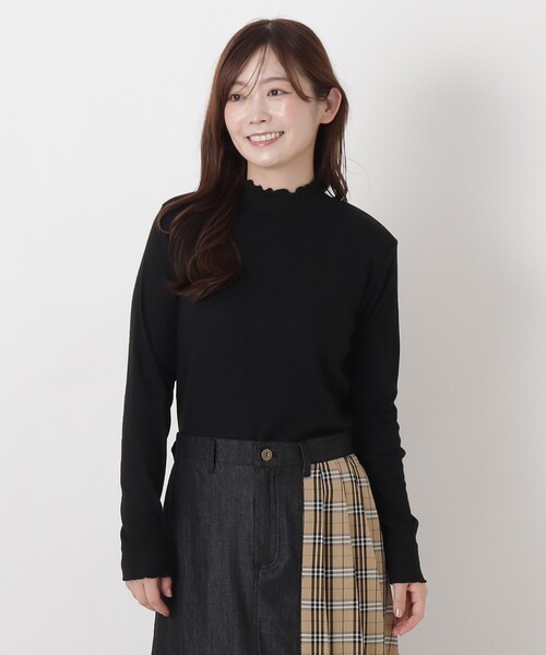 one'sterrace（ワンズテラス）の「シットリ リブハイネック長袖プルオーバー（Tシャツ/カットソー・レディース・アイボリー系8/ブラック系8/グレー系その他7・02）」の2枚目の写真