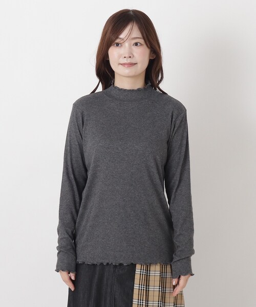 one'sterrace（ワンズテラス）の「シットリ リブハイネック長袖プルオーバー（Tシャツ/カットソー・レディース・アイボリー系8/ブラック系8/グレー系その他7・02）」の4枚目の写真