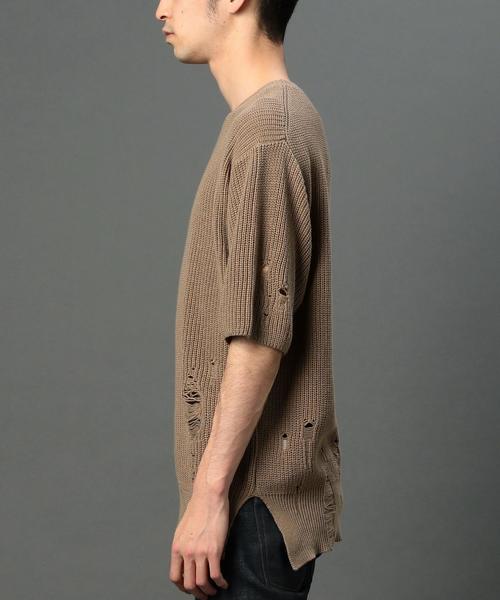 MONKEY TIME(モンキータイム)の「<monkey time> クラッシュ クルーネック ハーフスリーブ ニット◆(ニット/セーター・メンズ・ブラック/ベージュ・X-LARGE/LARGE/MEDIUM/SMALL)」の9枚目の写真