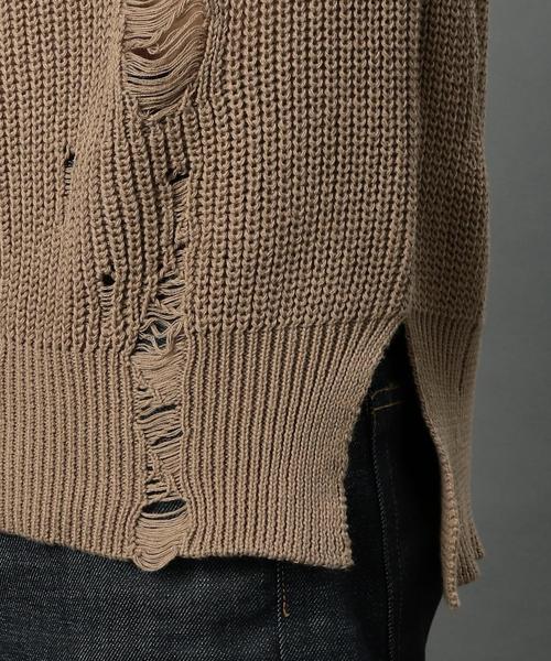 MONKEY TIME(モンキータイム)の「<monkey time> クラッシュ クルーネック ハーフスリーブ ニット◆(ニット/セーター・メンズ・ブラック/ベージュ・X-LARGE/LARGE/MEDIUM/SMALL)」の4枚目の写真