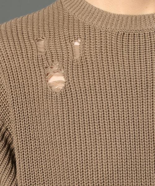 MONKEY TIME(モンキータイム)の「<monkey time> クラッシュ クルーネック ハーフスリーブ ニット◆(ニット/セーター・メンズ・ブラック/ベージュ・X-LARGE/LARGE/MEDIUM/SMALL)」の5枚目の写真