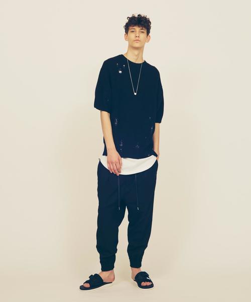 MONKEY TIME(モンキータイム)の「<monkey time> クラッシュ クルーネック ハーフスリーブ ニット◆(ニット/セーター・メンズ・ブラック/ベージュ・X-LARGE/LARGE/MEDIUM/SMALL)」の13枚目の写真