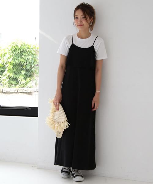 Another Edition(アナザーエディション)の「フロントフリルマキシワンピース/ aeBFC フロントフリル マキシOP◆(ワンピース・レディース・ライトグレー/ブラック・フリー)」の2枚目の写真