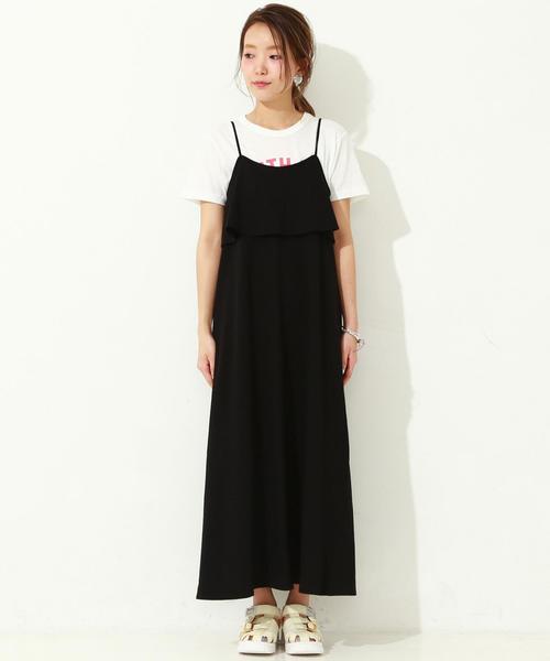 Another Edition(アナザーエディション)の「フロントフリルマキシワンピース/ aeBFC フロントフリル マキシOP◆(ワンピース・レディース・ライトグレー/ブラック・フリー)」の5枚目の写真