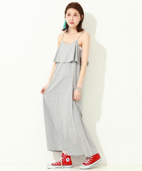 Another Edition(アナザーエディション)の「フロントフリルマキシワンピース/ aeBFC フロントフリル マキシOP◆(ワンピース・レディース・ライトグレー/ブラック・フリー)」の9枚目の写真