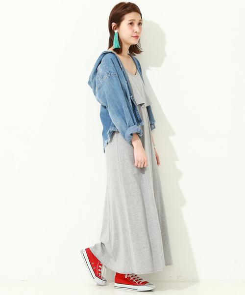 Another Edition(アナザーエディション)の「フロントフリルマキシワンピース/ aeBFC フロントフリル マキシOP◆(ワンピース・レディース・ライトグレー/ブラック・フリー)」の12枚目の写真