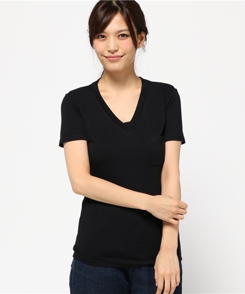 MOUSSY（マウジー）の「V NECK TEE（Tシャツ/カットソー・レディース・ホワイト/ホワイト系その他/カーキ/ブラック・1/2）」の7枚目の写真