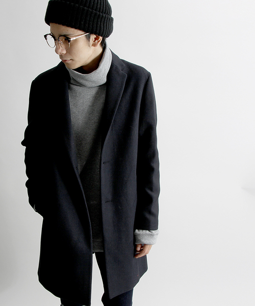 WEGO（ウィゴー）の「WEGO/メルトンチェスターコート（チェスターコート・メンズ・ブルー/グレー/ネイビー/キャメル/オフホワイト/ブラック/カーキ・MEDIUM/LARGE/SMALL）」の6枚目の写真