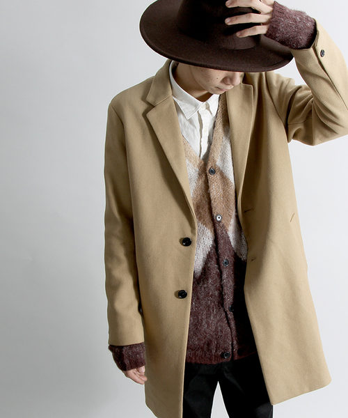 WEGO（ウィゴー）の「WEGO/メルトンチェスターコート（チェスターコート・メンズ・ブルー/グレー/ネイビー/キャメル/オフホワイト/ブラック/カーキ・MEDIUM/LARGE/SMALL）」の7枚目の写真