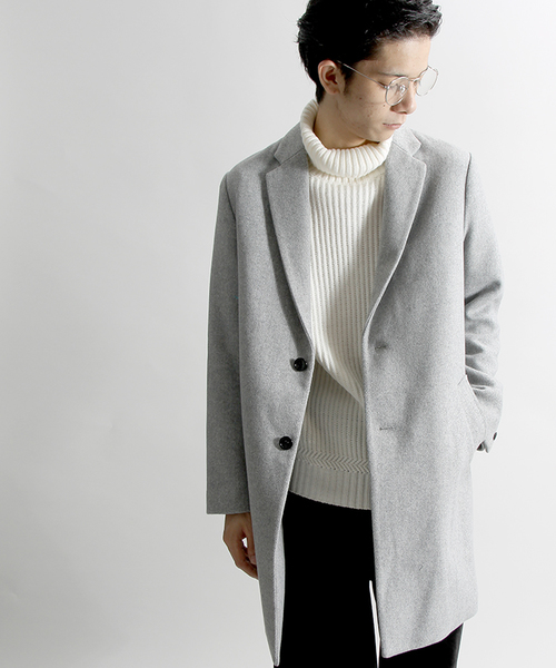 WEGO（ウィゴー）の「WEGO/メルトンチェスターコート（チェスターコート・メンズ・ブルー/グレー/ネイビー/キャメル/オフホワイト/ブラック/カーキ・MEDIUM/LARGE/SMALL）」の4枚目の写真