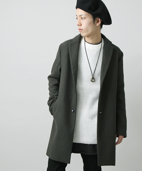 WEGO（ウィゴー）の「WEGO/メルトンチェスターコート（チェスターコート・メンズ・ブルー/グレー/ネイビー/キャメル/オフホワイト/ブラック/カーキ・MEDIUM/LARGE/SMALL）」の5枚目の写真