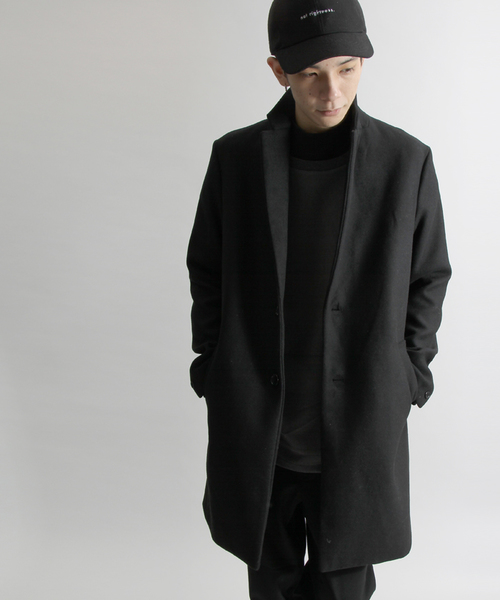 WEGO（ウィゴー）の「WEGO/メルトンチェスターコート（チェスターコート・メンズ・ブルー/グレー/ネイビー/キャメル/オフホワイト/ブラック/カーキ・MEDIUM/LARGE/SMALL）」の3枚目の写真