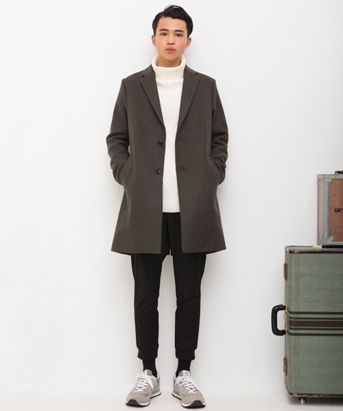 WEGO（ウィゴー）の「WEGO/メルトンチェスターコート（チェスターコート・メンズ・ブルー/グレー/ネイビー/キャメル/オフホワイト/ブラック/カーキ・MEDIUM/LARGE/SMALL）」の13枚目の写真