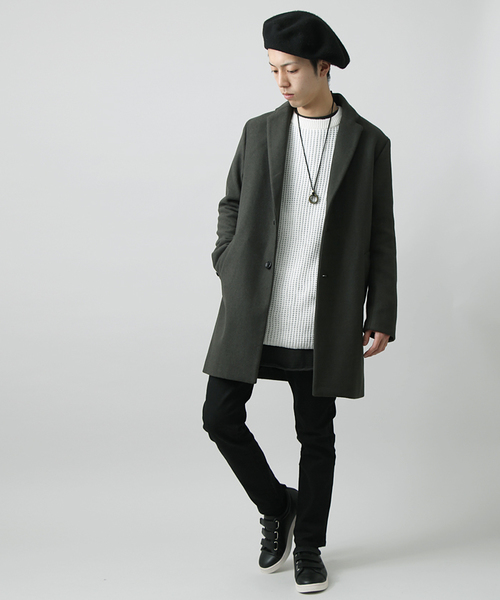 WEGO（ウィゴー）の「WEGO/メルトンチェスターコート（チェスターコート・メンズ・ブルー/グレー/ネイビー/キャメル/オフホワイト/ブラック/カーキ・MEDIUM/LARGE/SMALL）」の8枚目の写真