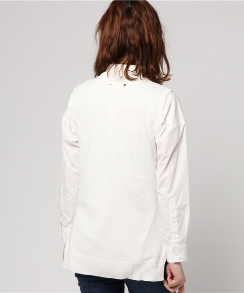 AVIREX（アヴィレックス）の「avirex/ アヴィレックス/ L-SLEEVELES CREWNECK KNIT/ スリーブレス クルーネック ニット ニットベスト（ニット/セーター・レディース・オフホワイト/オリーブ/レッド・FREE）」の6枚目の写真