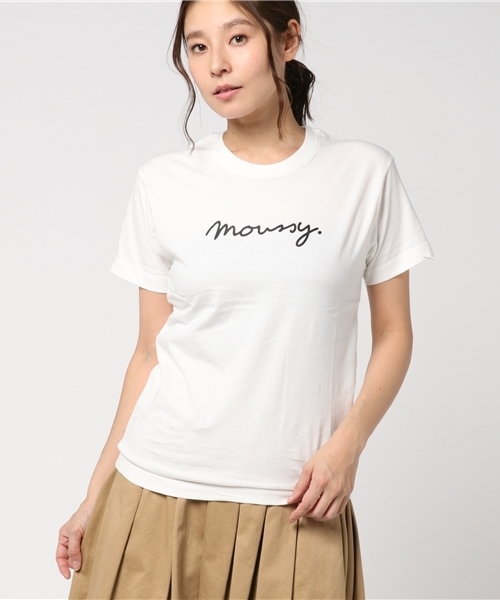 MOUSSY（マウジー）の「cursive moussy T（Tシャツ/カットソー・レディース・ホワイト/ブラック/ピンク・FREE）」の8枚目の写真