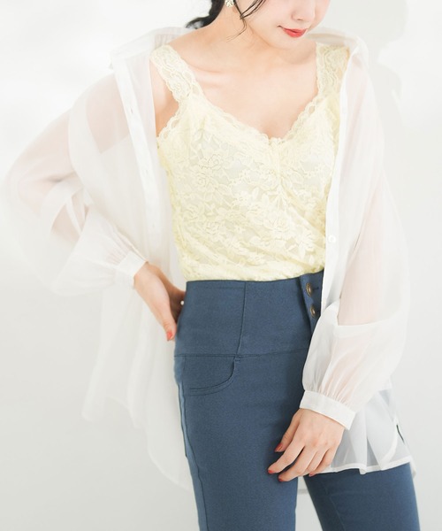 Newlyme（ニューリーミー）の「総レースキャミソール（キャミソール・レディース・アイボリー/ライトベージュ/ライトブラック/ピンク/ブルー/モカ・MEDIUM/LARGE/X-LARGE/SMALL/XX-LARGE）」の5枚目の写真