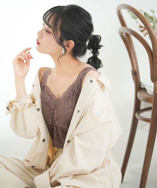 Newlyme（ニューリーミー）の「総レースキャミソール（キャミソール・レディース・アイボリー/ライトベージュ/ライトブラック/ピンク/ブルー/モカ・MEDIUM/LARGE/X-LARGE/SMALL/XX-LARGE）」の11枚目の写真