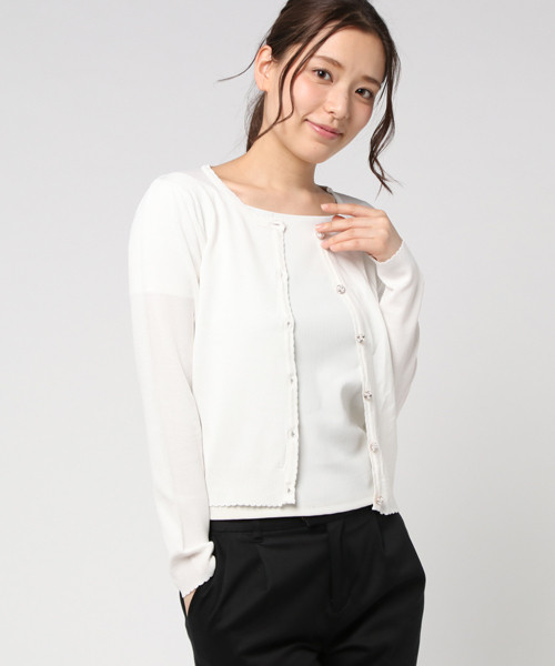 LODISPOTTO(ロディスポット)の「長袖シンプルカーディガン(カーディガン/ボレロ・レディース・ブラック/ベビーピンク/ライトブルー/ホワイト/レッド/ネイビー/クリーム・MEDIUM)」の2枚目の写真