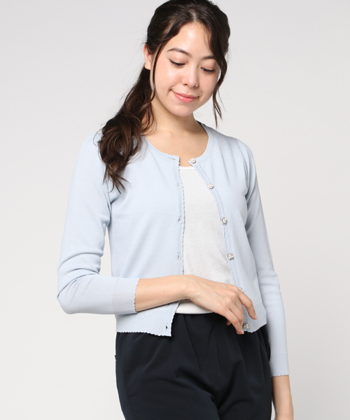 LODISPOTTO(ロディスポット)の「長袖シンプルカーディガン(カーディガン/ボレロ・レディース・ブラック/ベビーピンク/ライトブルー/ホワイト/レッド/ネイビー/クリーム・MEDIUM)」の1枚目の写真