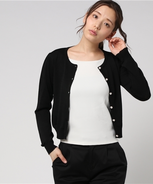 LODISPOTTO(ロディスポット)の「長袖シンプルカーディガン(カーディガン/ボレロ・レディース・ブラック/ベビーピンク/ライトブルー/ホワイト/レッド/ネイビー/クリーム・MEDIUM)」の3枚目の写真