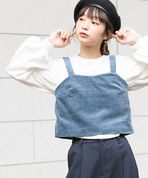 LOWRYS FARM（ローリーズファーム）の「コーデュロイビスチェ　764379（その他トップス・レディース・ブラック/オフホワイト/ブルー・FREE）」の3枚目の写真