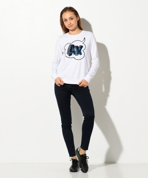 ARMANI EXCHANGE（アルマーニエクスチェンジ）の「【AXアルマーニ エクスチェンジ】スパンコールロゴ スウェット（スウェット・レディース・ホワイト/ブラック・SMALL/MEDIUM/X-SMALL/LARGE）」の9枚目の写真