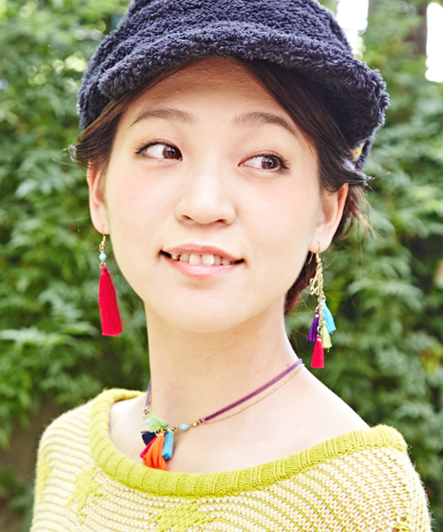 チャイハネ（チャイハネ）の「【チャイハネ】チロルアシンメトリーピアス（ピアス（両耳用）・レディース・ピンク/グリーン/ブルー・FREE）」の3枚目の写真