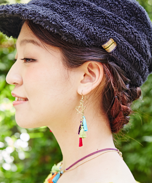 チャイハネ（チャイハネ）の「【チャイハネ】チロルアシンメトリーピアス（ピアス（両耳用）・レディース・ピンク/グリーン/ブルー・FREE）」の8枚目の写真