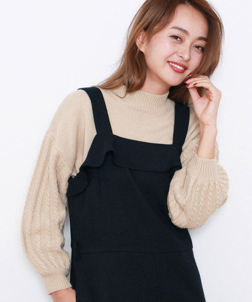 FREE'S MART（フリーズマート）の「袖ケーブルハイネックニット（ニット/セーター・レディース・ベージュ/グレー/イエロー・FREE）」の5枚目の写真