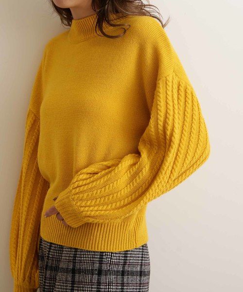 FREE'S MART（フリーズマート）の「袖ケーブルハイネックニット（ニット/セーター・レディース・ベージュ/グレー/イエロー・FREE）」の16枚目の写真