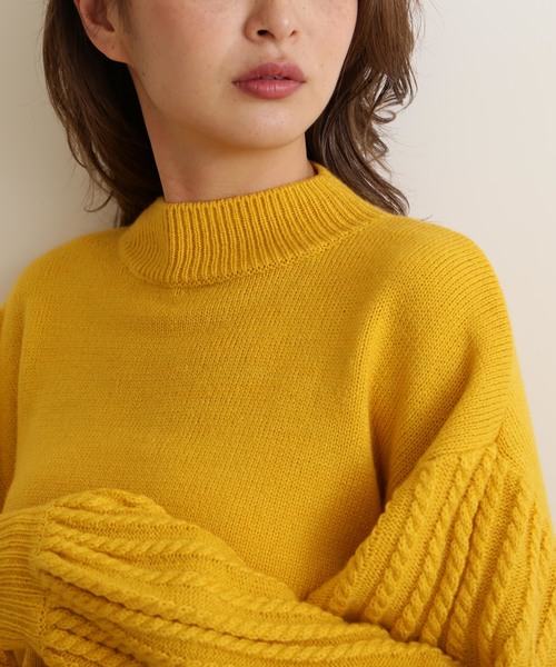 FREE'S MART（フリーズマート）の「袖ケーブルハイネックニット（ニット/セーター・レディース・ベージュ/グレー/イエロー・FREE）」の17枚目の写真