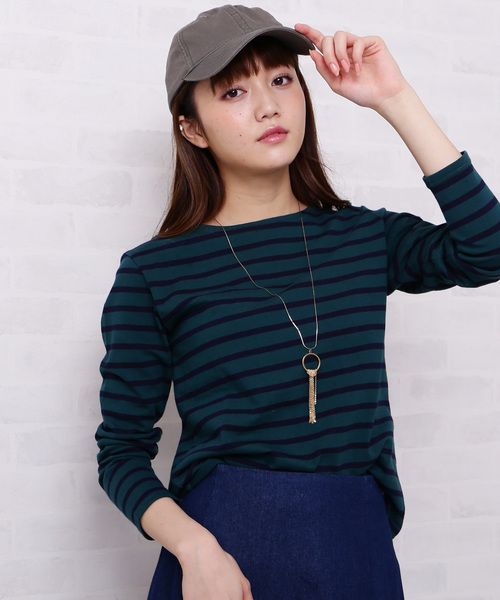 N.(N. Natural Beauty Basic)(エヌエヌナチュラルビューティーベーシック)の「◆度詰めボーダーカットソー(Tシャツ/カットソー・レディース・ホワイト系その他/グリーン系その他/ネイビー/ホワイト系その他2・MEDIUM)」の1枚目の写真