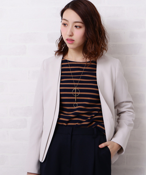 N.(N. Natural Beauty Basic)(エヌエヌナチュラルビューティーベーシック)の「◆度詰めボーダーカットソー(Tシャツ/カットソー・レディース・ホワイト系その他/グリーン系その他/ネイビー/ホワイト系その他2・MEDIUM)」の4枚目の写真