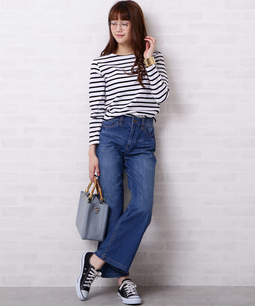 N.(N. Natural Beauty Basic)(エヌエヌナチュラルビューティーベーシック)の「◆度詰めボーダーカットソー(Tシャツ/カットソー・レディース・ホワイト系その他/グリーン系その他/ネイビー/ホワイト系その他2・MEDIUM)」の5枚目の写真