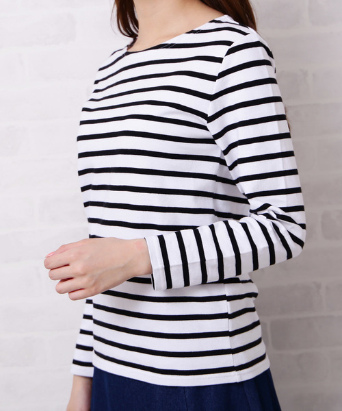 N.(N. Natural Beauty Basic)(エヌエヌナチュラルビューティーベーシック)の「◆度詰めボーダーカットソー(Tシャツ/カットソー・レディース・ホワイト系その他/グリーン系その他/ネイビー/ホワイト系その他2・MEDIUM)」の11枚目の写真