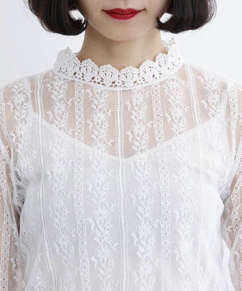 MERLOT（メルロー）の「シースルー総レースブラウス1195（シャツ/ブラウス・レディース・ブラック/ホワイト・FREE）」の8枚目の写真