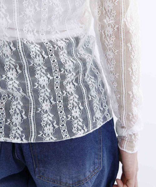 MERLOT（メルロー）の「シースルー総レースブラウス1195（シャツ/ブラウス・レディース・ブラック/ホワイト・FREE）」の10枚目の写真
