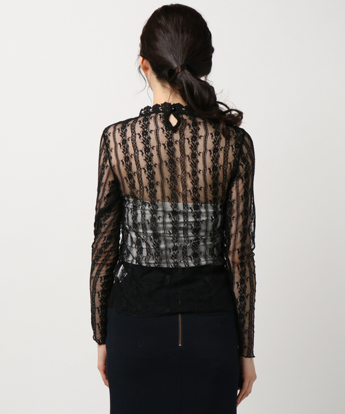 MERLOT（メルロー）の「シースルー総レースブラウス1195（シャツ/ブラウス・レディース・ブラック/ホワイト・FREE）」の4枚目の写真