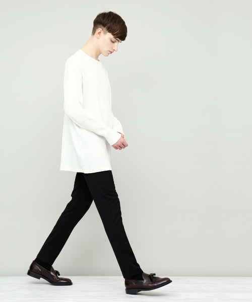 EMMA CLOTHES(エマクローズ)の「コットンワッフルビッグシルエットカットソー(Tシャツ/カットソー・メンズ・ネイビー/ブラック/ブラウン系その他/アイボリー/グレー/ベージュ/チャコール/カーキ・FREE)」の9枚目の写真