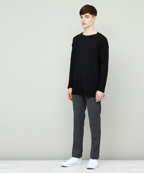 EMMA CLOTHES(エマクローズ)の「コットンワッフルビッグシルエットカットソー(Tシャツ/カットソー・メンズ・ネイビー/ブラック/ブラウン系その他/アイボリー/グレー/ベージュ/チャコール/カーキ・FREE)」の11枚目の写真