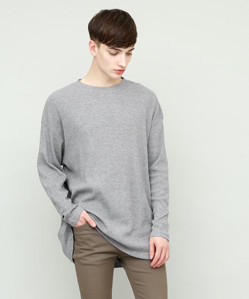 EMMA CLOTHES(エマクローズ)の「コットンワッフルビッグシルエットカットソー(Tシャツ/カットソー・メンズ・ネイビー/ブラック/ブラウン系その他/アイボリー/グレー/ベージュ/チャコール/カーキ・FREE)」の14枚目の写真