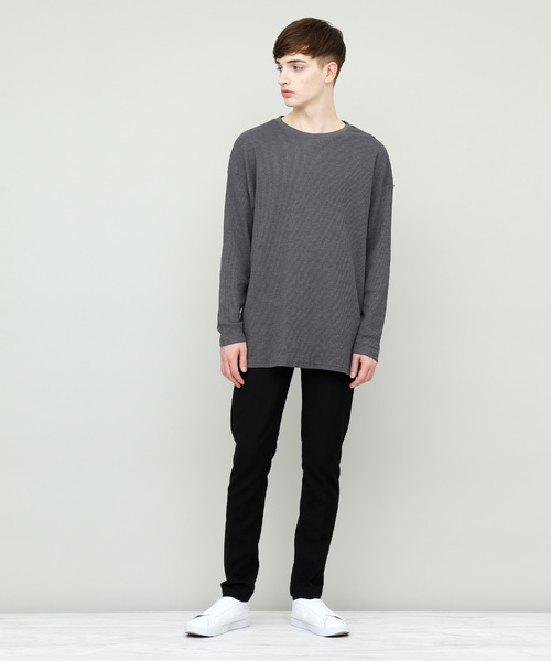 EMMA CLOTHES(エマクローズ)の「コットンワッフルビッグシルエットカットソー(Tシャツ/カットソー・メンズ・ネイビー/ブラック/ブラウン系その他/アイボリー/グレー/ベージュ/チャコール/カーキ・FREE)」の15枚目の写真