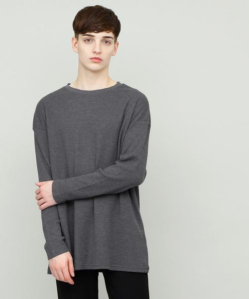 EMMA CLOTHES(エマクローズ)の「コットンワッフルビッグシルエットカットソー(Tシャツ/カットソー・メンズ・ネイビー/ブラック/ブラウン系その他/アイボリー/グレー/ベージュ/チャコール/カーキ・FREE)」の16枚目の写真