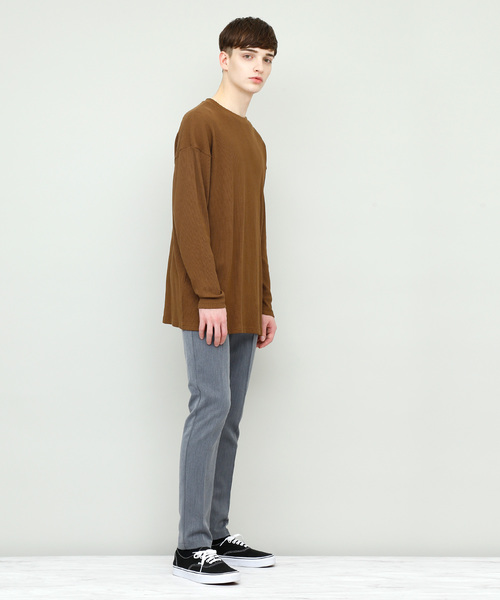 EMMA CLOTHES(エマクローズ)の「コットンワッフルビッグシルエットカットソー(Tシャツ/カットソー・メンズ・ネイビー/ブラック/ブラウン系その他/アイボリー/グレー/ベージュ/チャコール/カーキ・FREE)」の17枚目の写真