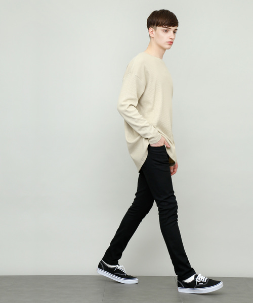 EMMA CLOTHES(エマクローズ)の「コットンワッフルビッグシルエットカットソー(Tシャツ/カットソー・メンズ・ネイビー/ブラック/ブラウン系その他/アイボリー/グレー/ベージュ/チャコール/カーキ・FREE)」の19枚目の写真